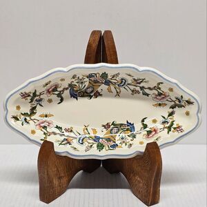 GIEN CORNE D'ABONDANCE FLORAL OVAL SERVING DISH PLATTER FRANCE GARANTI